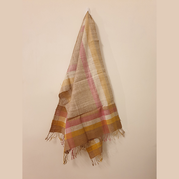 Handcrafted turmeric with tea leaves Eri silk stole